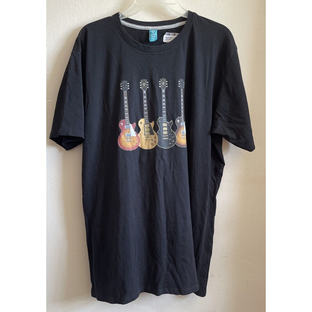 Spreadshirt Men’s XL Black Guitar Graphic T-Shirt Rock Music Electric Guitars